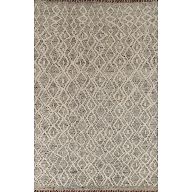 Trellis Moroccan Area Rug Handmade Oriental Wool Carpet - 6'10"x 10'3"