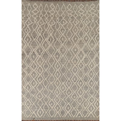 Trellis Moroccan Area Rug Handmade Oriental Wool Carpet - 6'10"x 10'3"