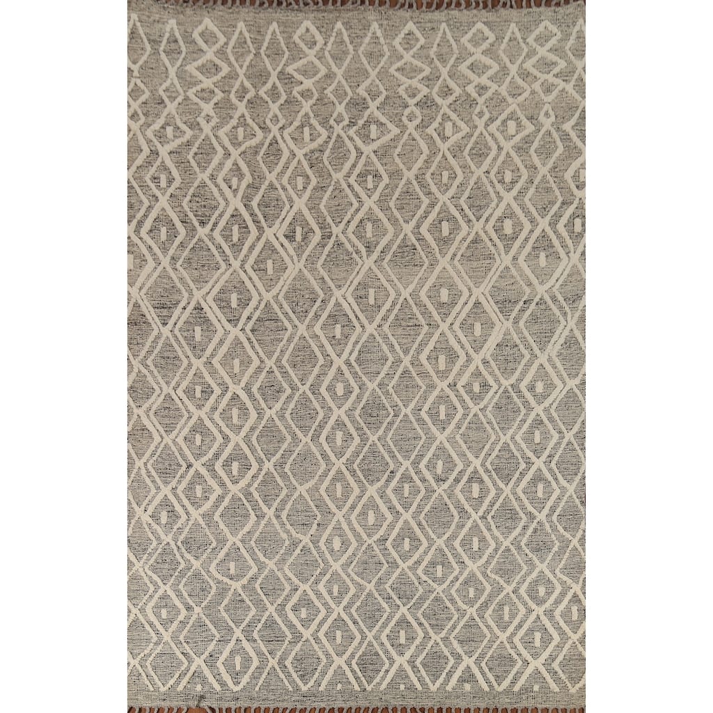 Trellis Moroccan Area Rug Handmade Oriental Wool Carpet - 6'10"x 10'3"