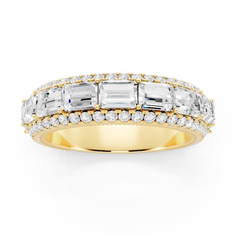Auriya 14k Gold 2 1/10ctw Lab Grown Diamond East-West Anniversary Ring (E-F VS) - Yellow - 5.5