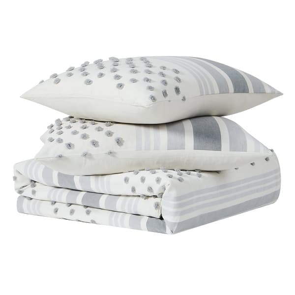 slide 2 of 6, Brooklyn Loom Mia Tufted Texture Duvet Cover Set Grey - Queen