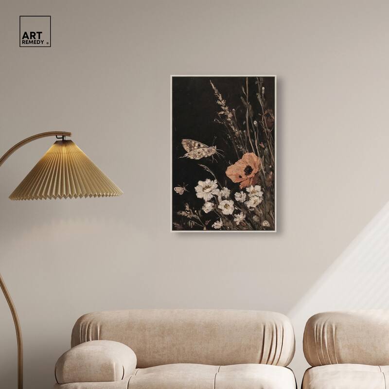 Poppy and Moth II Canvas by Art Remedy