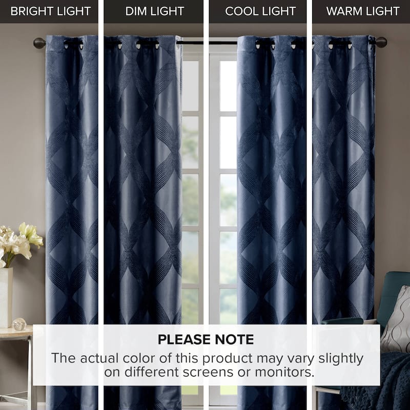 SunSmart Abel Ogee Knitted Jacquard Total Blackout Curtain Panel