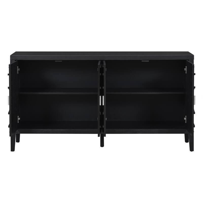 Retro Sideboard door with Circular Groove Design Round Metal Door Handle for Entrance, Dinning Room, Living Room