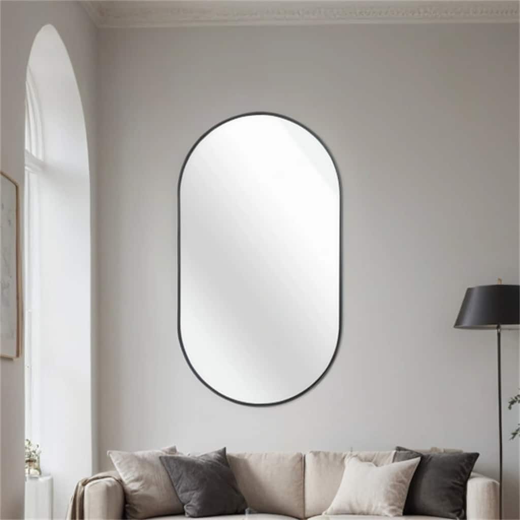 20"x 33" Metal Oval Mirror with Reinforced Hooks and Screws