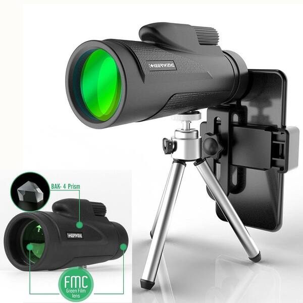 12X50 Monocular Telescope with Tripod Camera Outdoor - Black - Overstock -  26640609