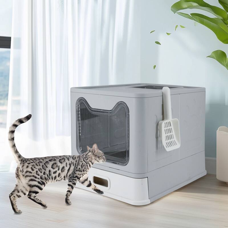 Extra Large Stainless Steel Enclosed Cat Litter Box With Lid Easy Cleaning