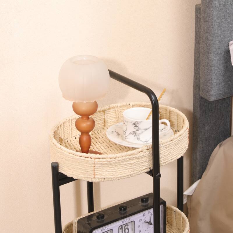 Small Handwoven Side Tables 3-Tier