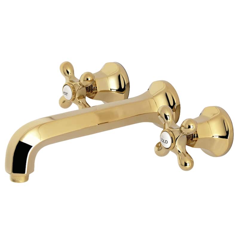Kingston Brass Metropolitan Two-Handle 3-Hole Wall Mount Bathroom Faucet - Polished Brass