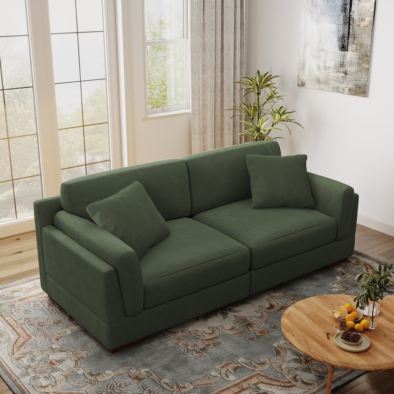90.2"W Corduroy Upholstered Living Room Sofa