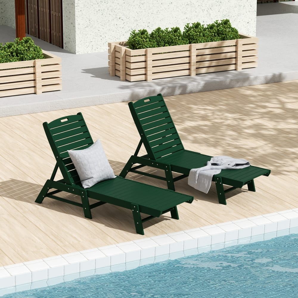 Laguna Hdpe All Weather Outdoor Patio Pool Reclining Armless Chaise Lounge (Set Of 2)