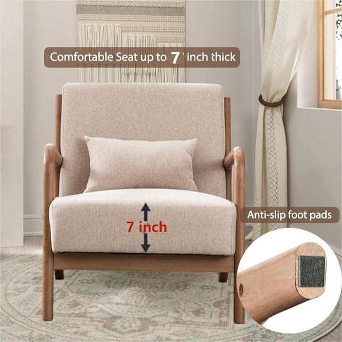 Prelife Modern Upholstered Living Room Armchairs with Wood Frame for Bedroom