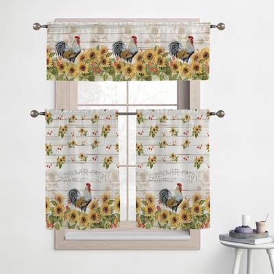 Laural Home Sunflower Farm 36" Kitchen Curtain Valance and Tiers Set