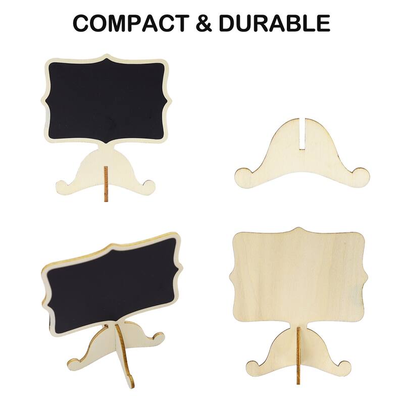 8pcs Wood Mini Chalkboard Signs w Support Easel DIY for Message Tags - Beige