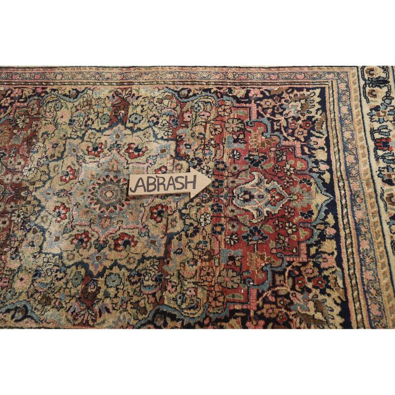 Hand Knotted Oriental 100% Wool Carpet Traditional Medallion Multi-Colored Mashad Area Rug - 5' 4'' X 4' 3''