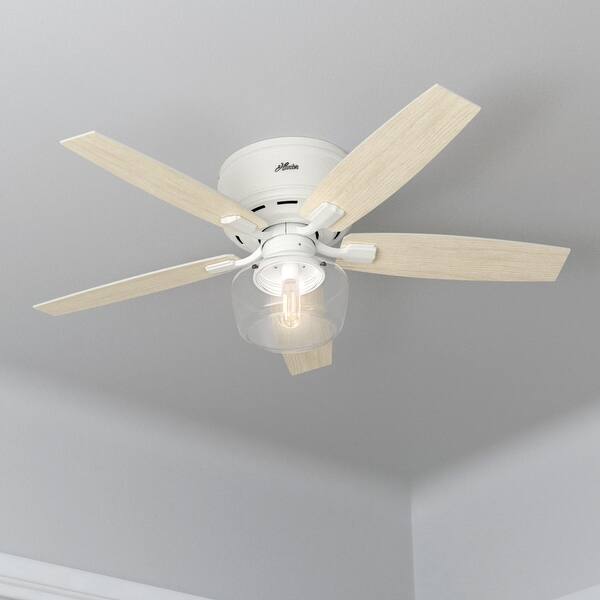 dimension image slide 1 of 2, Hunter 52" Bennett Low Profile Ceiling Fan with Globe LED Light Kit and Handheld Remote