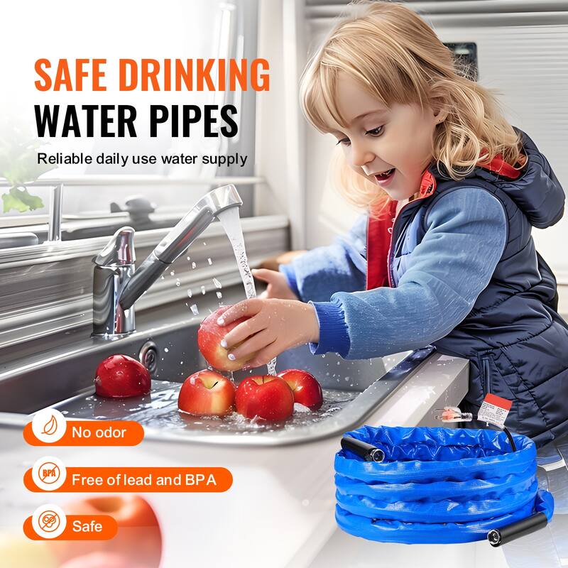 Heated Water Hose for RV, Heated Drinking Water Hose with Corrugated Cover Antifreeze to -45°F, Automatic Self-regulating