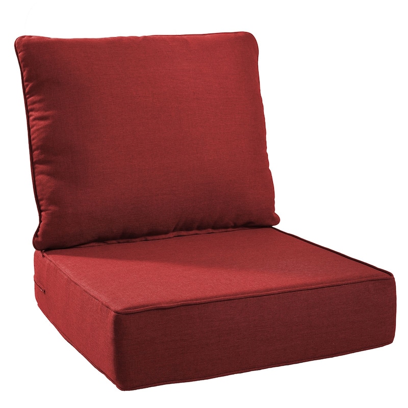 Gymojoy 24"x24"x6" Thick Cushions & Pillows Set - Deep Seat Indoor/Outdoor Water & Fade Resistant - Red - One Set
