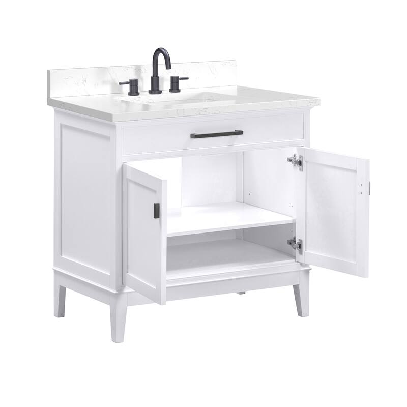 Madison 36 in. Single Sink Bathroom Vanity with Engineered Stone Top - 37" x 22"D x 35"H