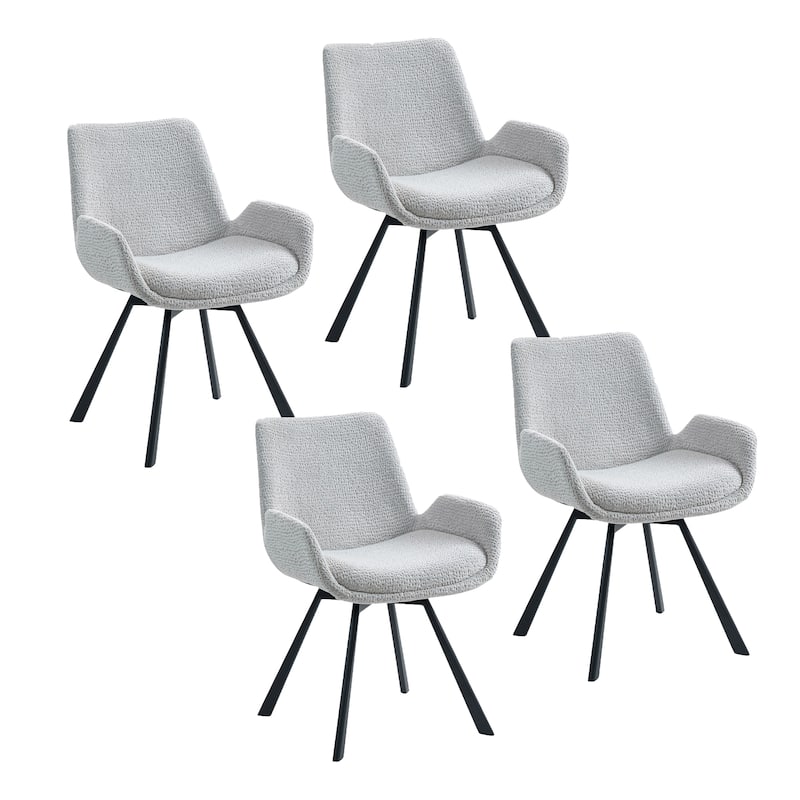 Modern Fabric & Metal Swivel Dining Chair, Set of 4