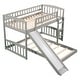 preview thumbnail 11 of 11, Gray Twin over Twin Solid Wood Bunk Bed with Slide and Ladder