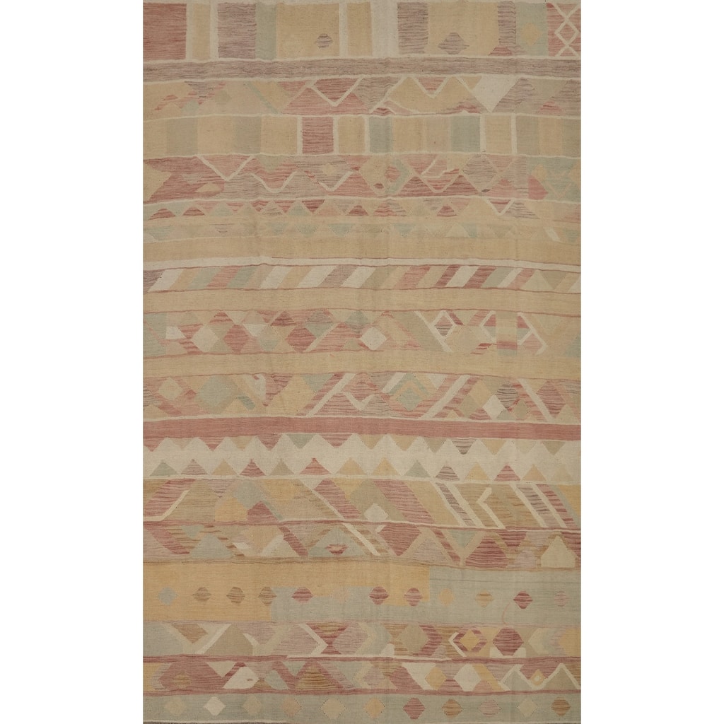 Hand Woven Southwestern Wool Multi-Colored Geometric Area Rug - 9' 10'' X 6' 9''