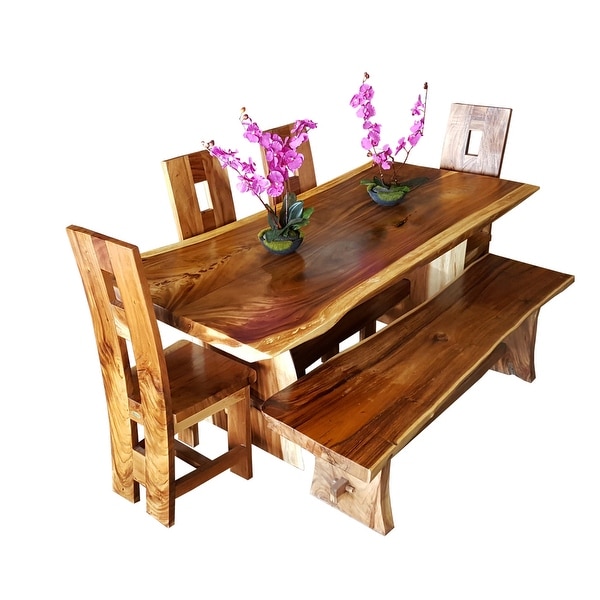 Chic Teak Suar Live Edge Unique Slab Dining Table - 79" Long. Opens flyout.