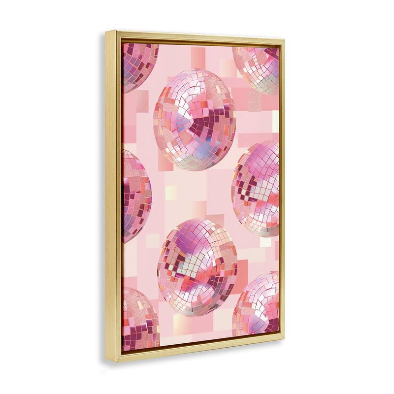 Stupell Feminine Pink Disco Balls Framed Floater Canvas Wall Art Design By LSR Design Studio