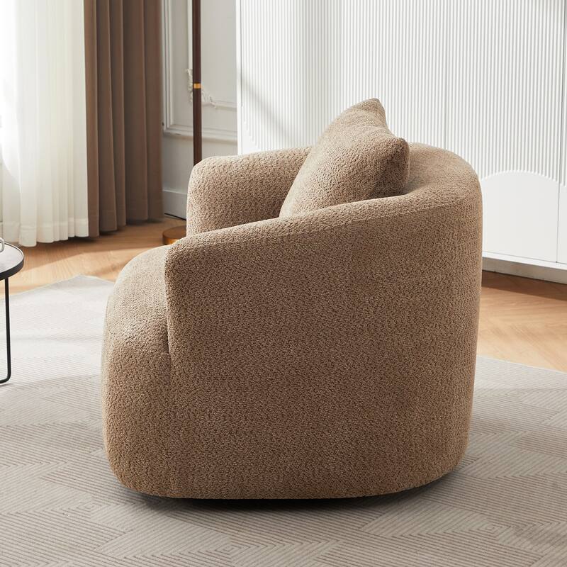 Swivel Chair with Throw Pillow & Spring Seat