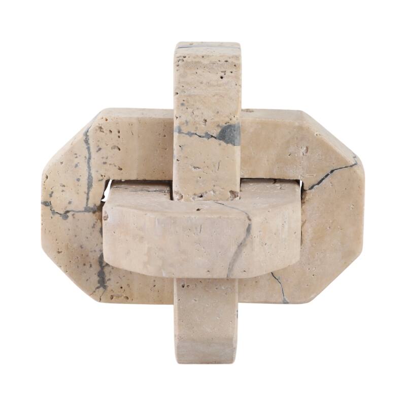Stone Decorative Object Interlocking Geometric Sculptural Design