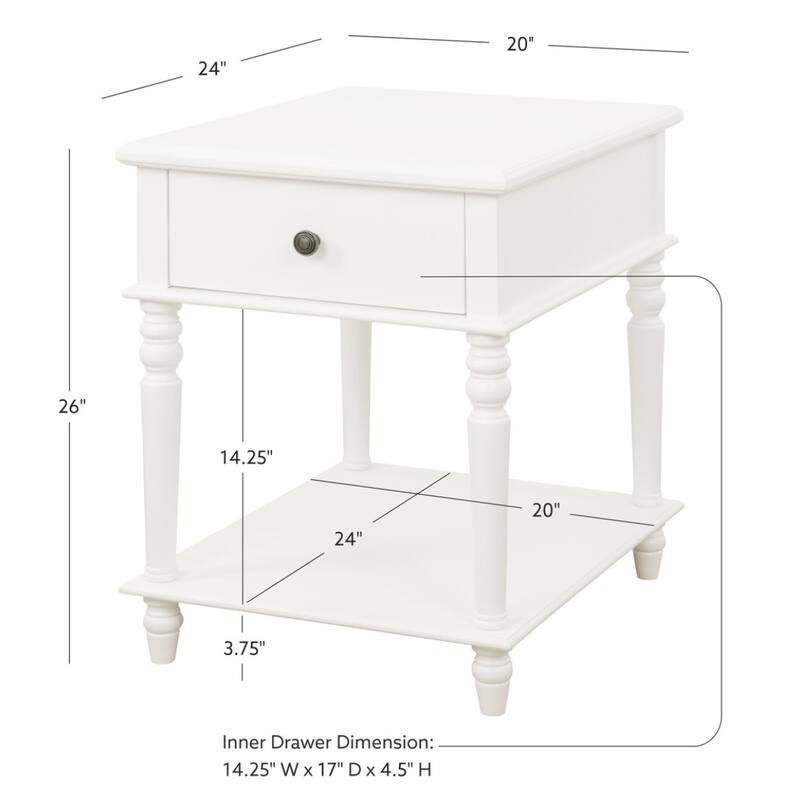Linon Jowin Classic Wood Side Table with Storage