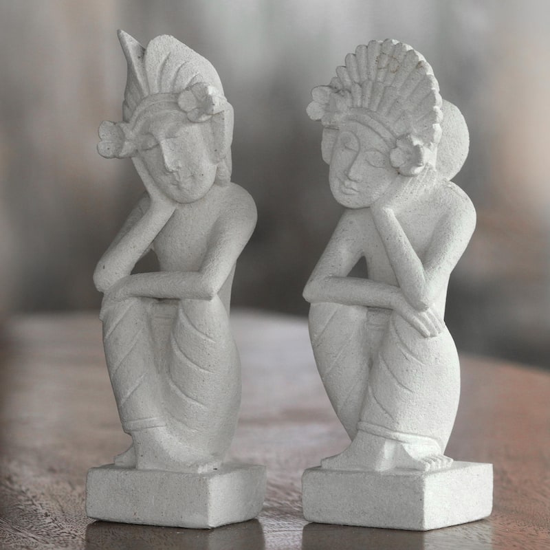 Novica Handmade Jegeg And Bagus Sandstone Sculptures (Pair)