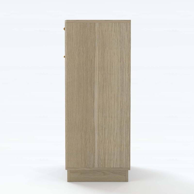 Tilt-Out Trash Can Cabinet with Wave-Textured Hideaway Drawer and Pull-Out Bin,for Living Room
