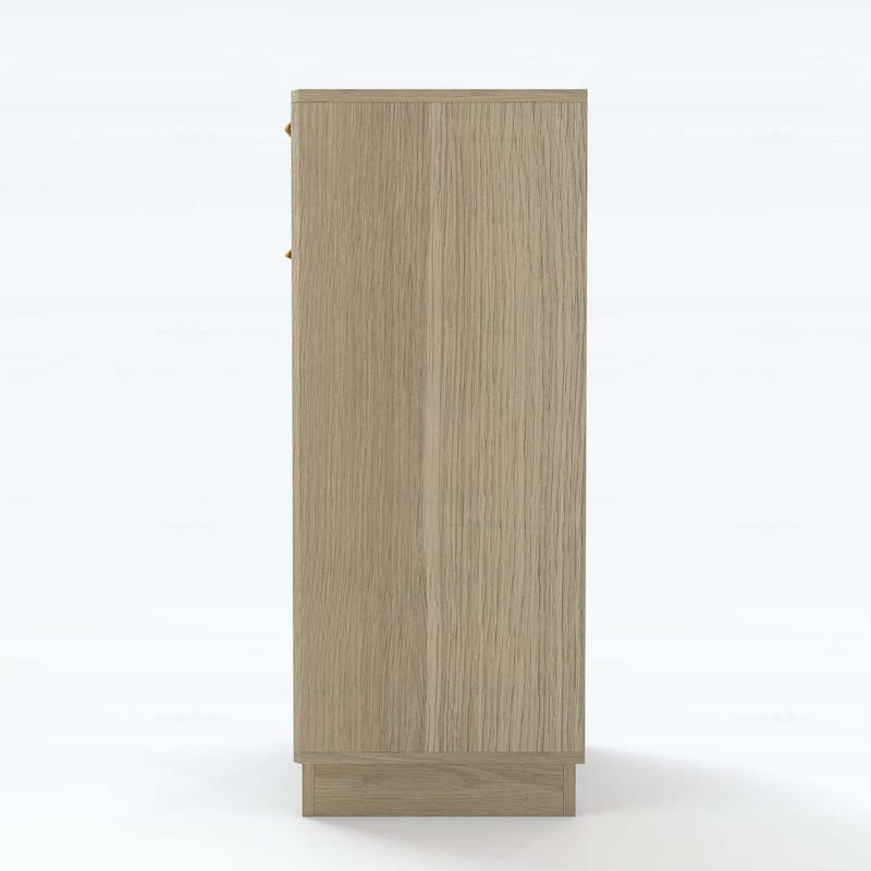 Wood Tilt-Out Trash Can Cabinet with Wave-Textured Hideaway Drawer and Pull-Out Bin,