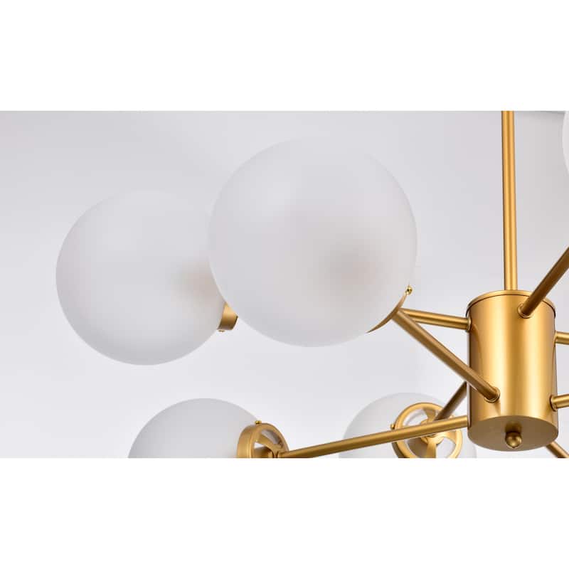 Silversmile 32 Inch Sputnik Brass Polished Finish Ceiling Lighted Chandelier Modern Style 8-Light - N/A