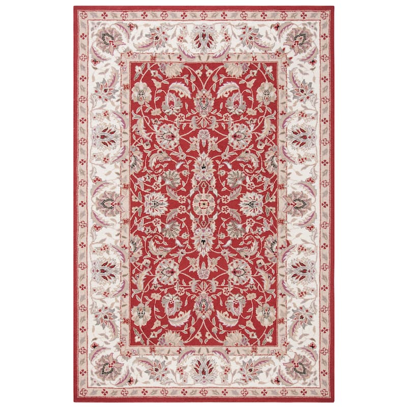 SAFAVIEH Handmade Chelsea Kolja French Country Wool Rug - 6' x 9' - Burgundy/Ivory