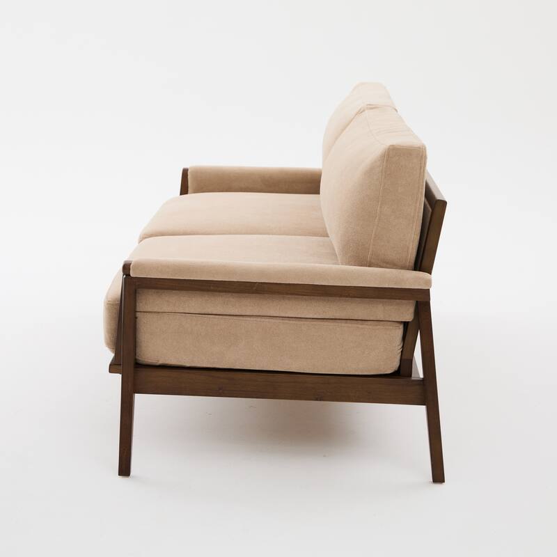 Christopher Knight Home - Mid-Century Modern 3-Seater 74" Upholstered Sofa with Solid Wood Frame