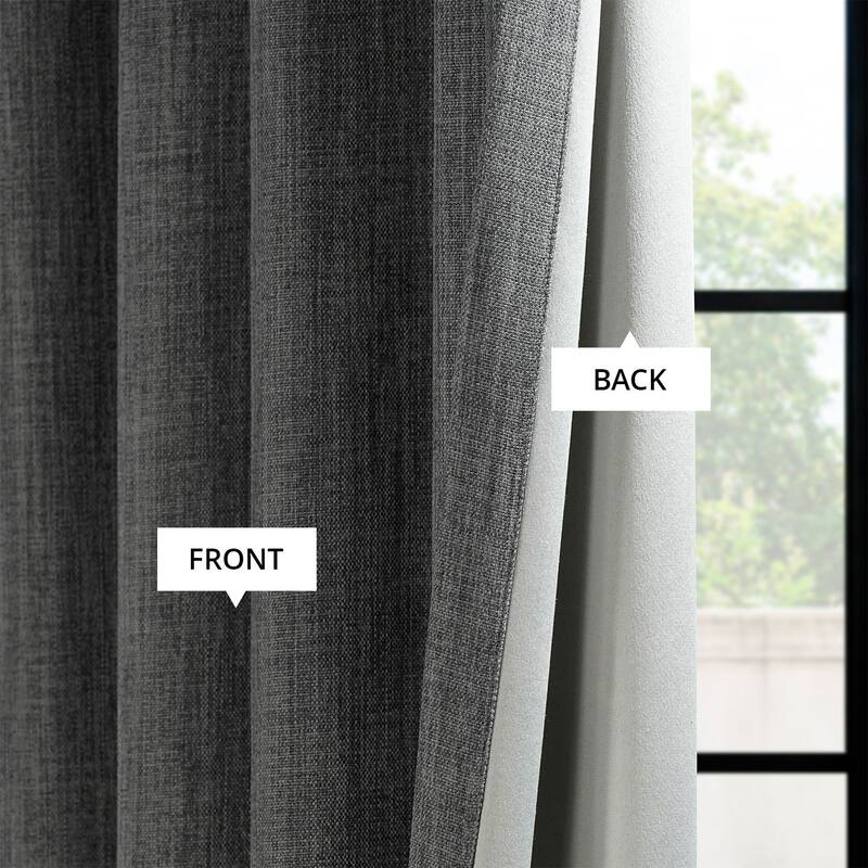 Exclusive Fabrics Grommet Textured Faux Linen Room Darkening Curtains for Bedroom & Living Room Curtains (1 Panel)