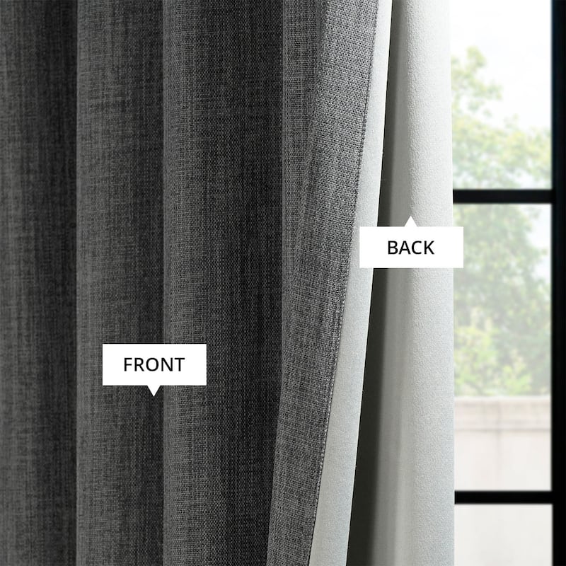 Exclusive Fabrics Textured Faux Linen Room Darkening Curtains for Bedroom & Living Room Curtains (1 Panel)