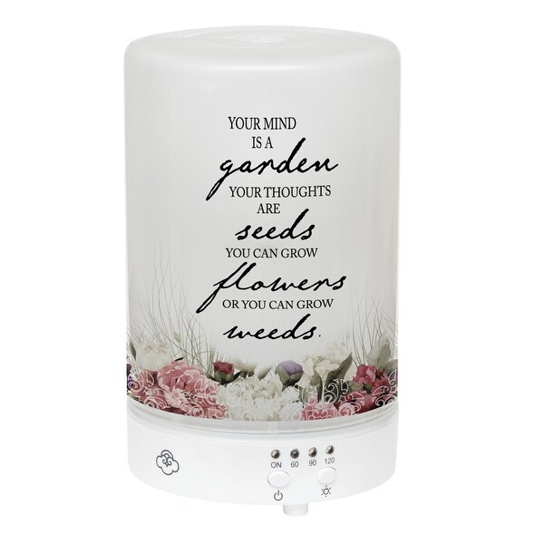 5.75” LED Floral “Your Mind Is A Garden” Inspirational Essential Oil Diffuser - N/A