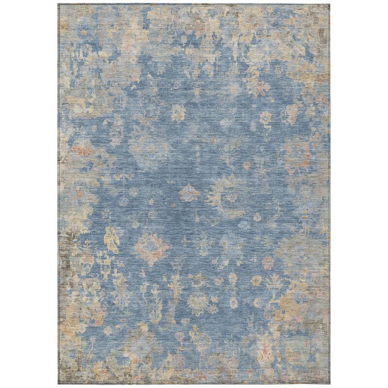 Machine Washable Indoor/ Outdoor Vintage Traditional Chantille Rug