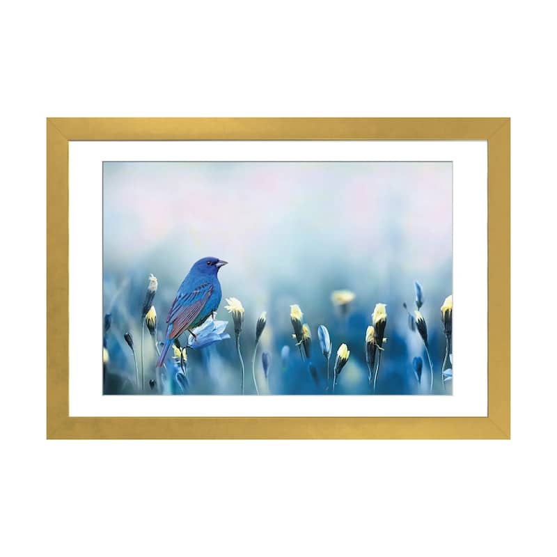 iCanvas "Indigo Bunting Spring" by Laura D Young - Gold - 16x24x1