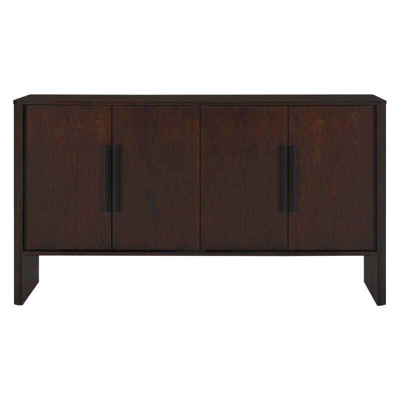 4-Door Retro Sideboard with Adjustable Shelves, Large Storage Cabinet, Antique Blue