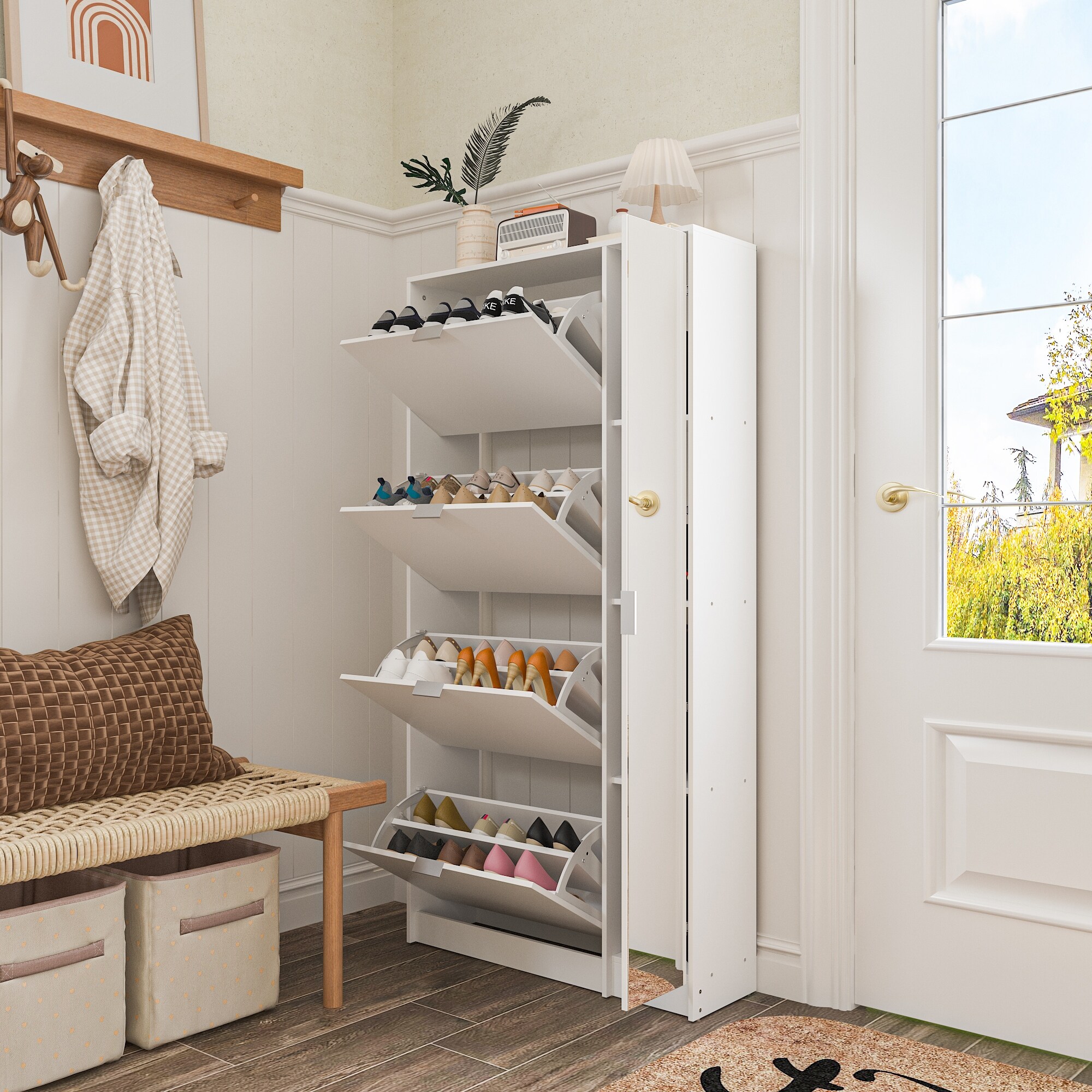 在庫処分！Mercedes Anchor inc. Room shoes Shoe-Organizer-w-Mirror-