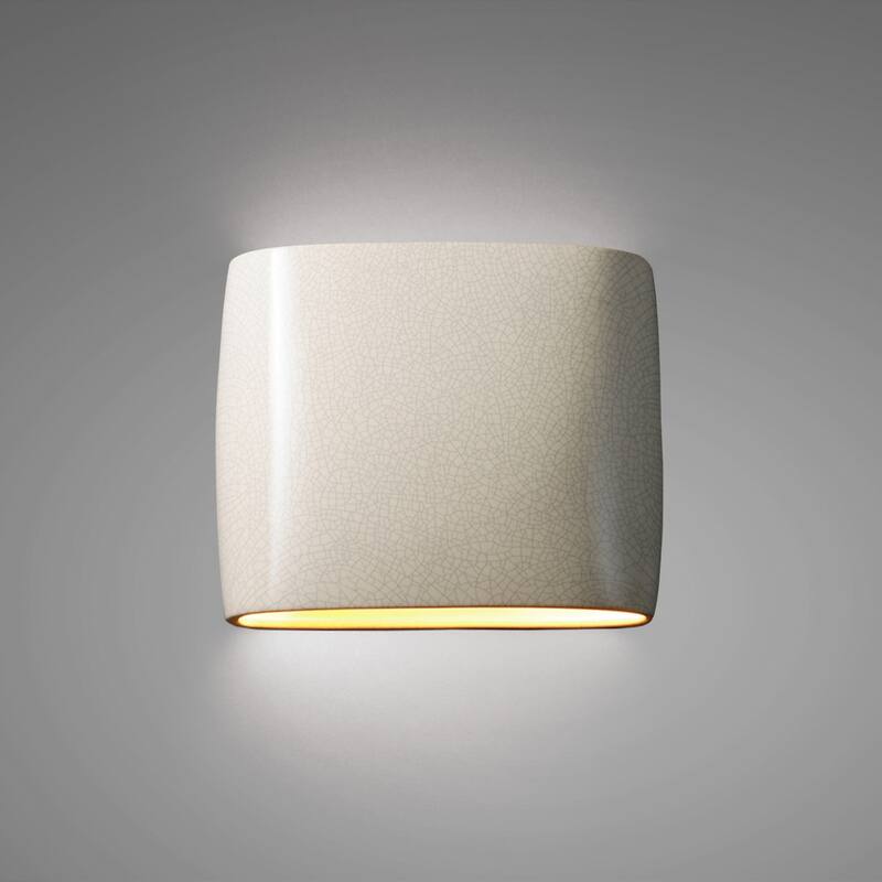 Justice Design Group Ambiance ADA Outdoor Ceramic Wide Oval Wall Sconce with Open Top & Bottom