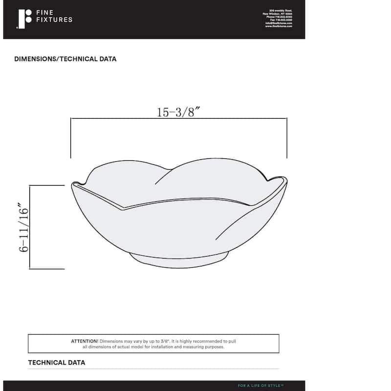 Fine Fixtures White Ceramic Chinaware 15.5-inch Vessel Sink