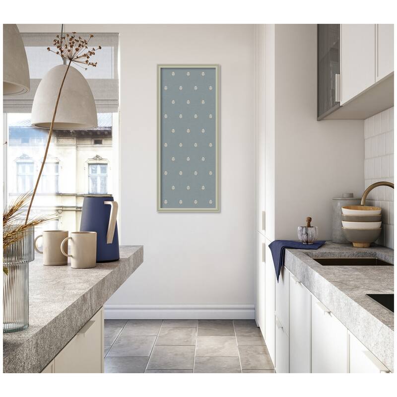 Kate and Laurel Pinboard Blue Botanical Block Print