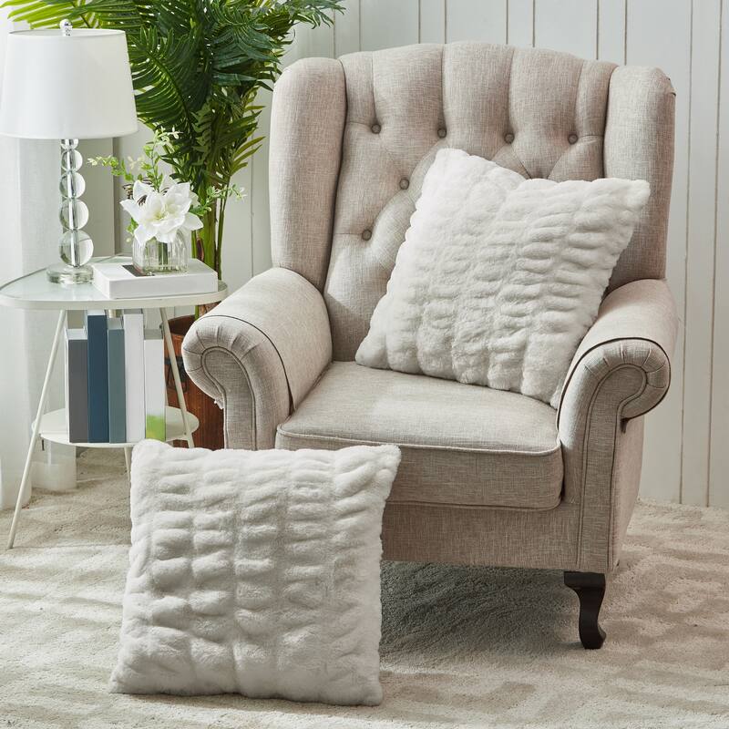 Serenta Shar Pei FauxFur 2 Piece Pillow Shell Set, NO INSERT - 20" x 20" - Moonbeam