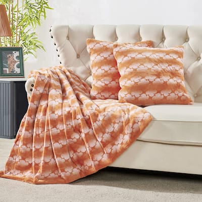 Ballys 3-piece Floral FauxFur Throw Blanket and Pillow Cover Set