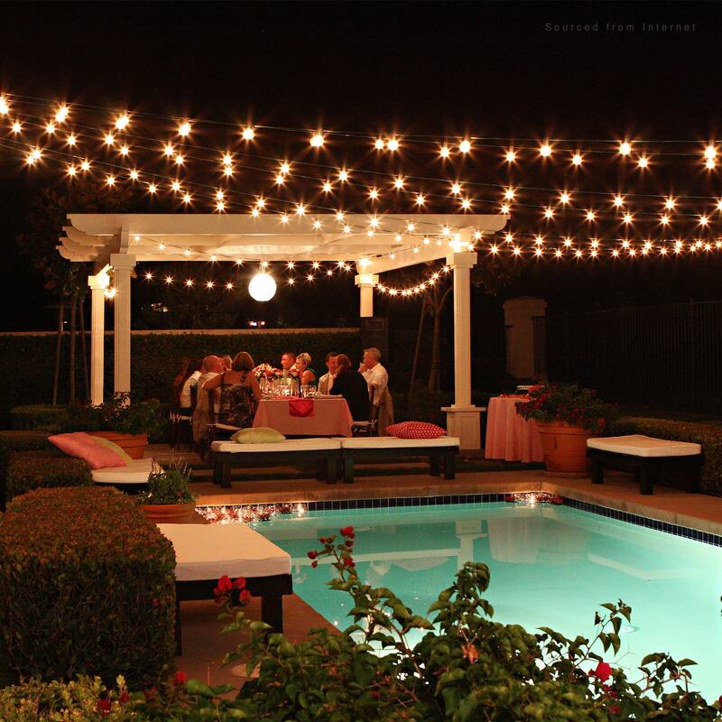 50ft Outdoor String Lights, Vintage Bulb Hanging Light, Bulbs Included